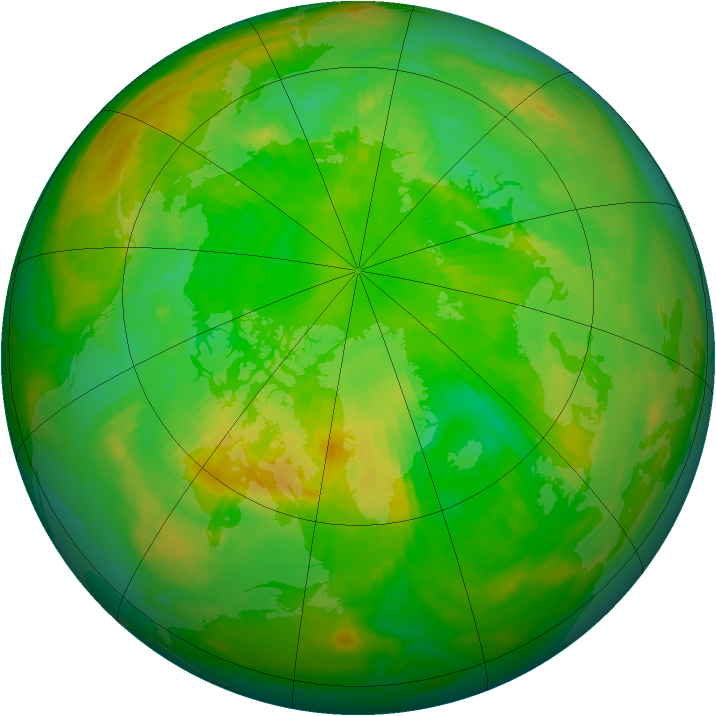 Arctic ozone map for 18 June 1992